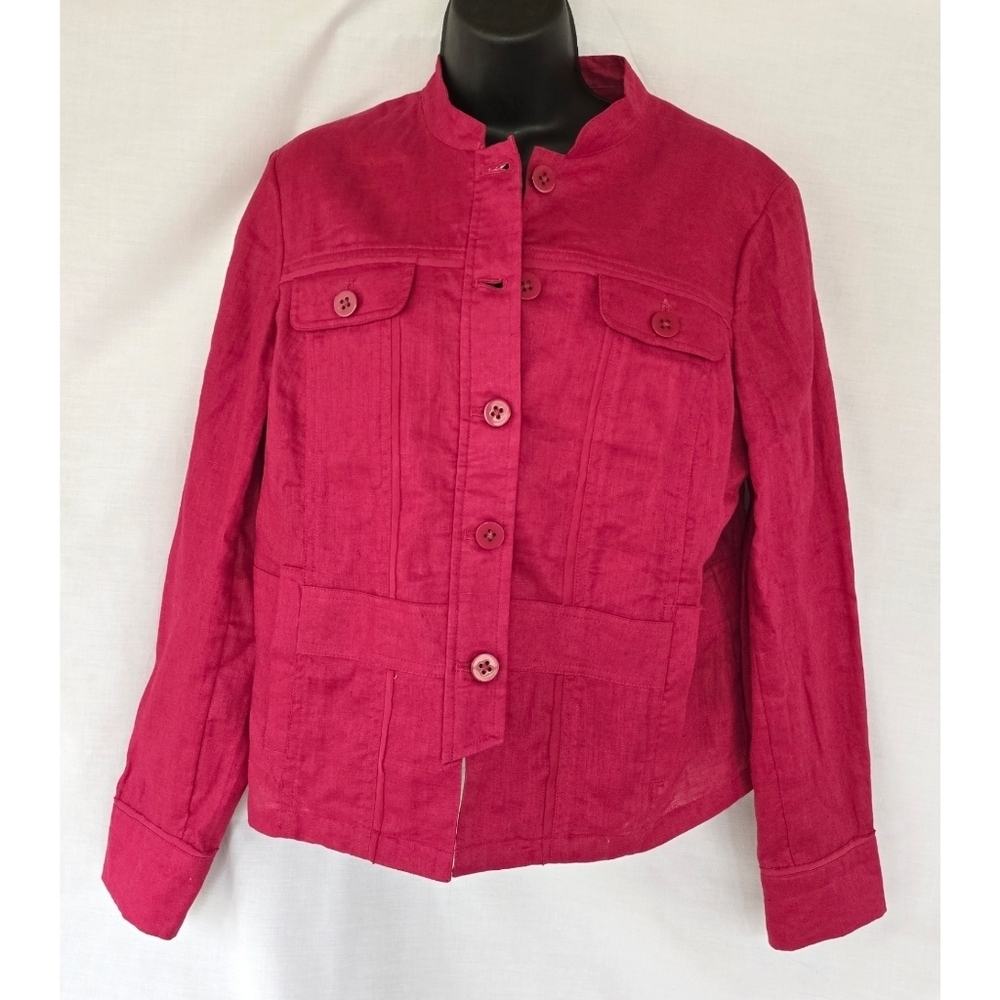 Coldwater Creek▪️Celebrate Your Spirit Dark Pink Linen Jacket
